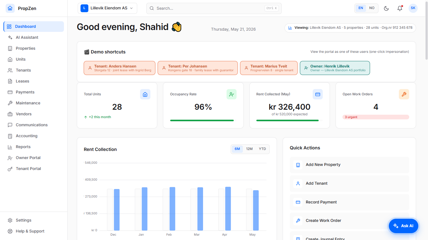 SAFZ PropZen Dashboard